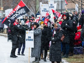 Teachers and education workers on the picket line at Ridgemont High School. Classes are cancelled for about 116,000 elementary and secondary students in Ottawa Wednesday as high school teachers and education support staff stage a one-day strike. December 4, 2019.