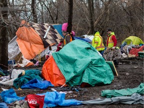 The NCC began to dismantle the Tent City near Bayview Yards Tuesday morning. File photo