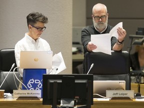 Councillors Catherine McKenney and Jeff Leiper as Ottawa city council debates the 2020 Budget.