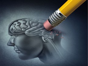 Concept of memory loss and dementia disease and losing brain function memories as an alzheimers health symbol of neurology and mental problems with 3D illustration elements. Getty Images/iStockphoto