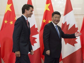 Chinese President Xi Jinping (right) greets  Prime Minister Justin Trudeau in Beijing in 2016. What will become of the relationship in 2020?