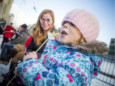 Four-year-old Ayala Shea enjoyed a roasted marshmallow.