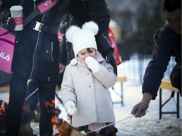 Four-year-old Anastasia Kamphuis roasted a marshmallow.