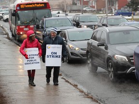 Teachers and education workers on the picket line at Merivale High School on Merivale Road in Ottawa Wednesday Dec 4, 2019.