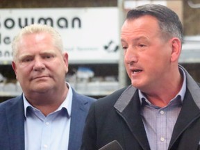 MPP Greg Rickford, pictured here with Premier Doug Ford in Kenora on Oct. 16.