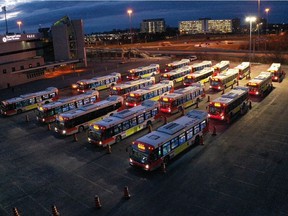 OC Transpo's fleet of 20 buses dedicated to running R1 replacement service when there are significant delays on O-Train Line 1. Which, sadly, there were on New Year's Eve.
