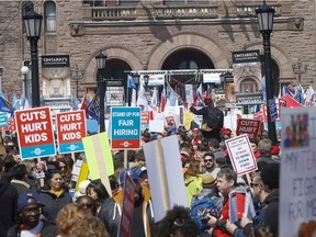 At a rally at Queen's Park last year, thousands of teachers, students and unions came out to protest various education cuts, including increases to class sizes.
