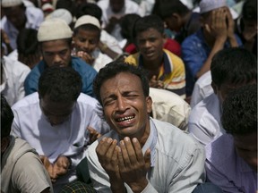 FILE: Rohingya refugees attend a ceremony organized to remember the second anniversary of the Rohingya crisis on August 25, 2019 in Cox's Bazar, Bangladesh.
