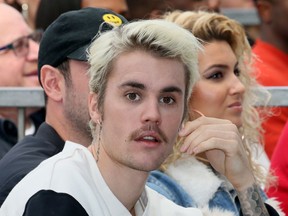 Justin Bieber and Tori Kelly attend an event honouring Sir Lucian Grainge with a star on the Hollywood Walk of Fame on Jan. 23, 2020.