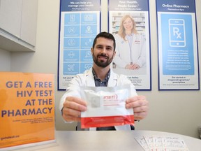 Ben Gunter, pharmacist at the Shoppers Drug Mart at Bank and Gladstone, is involved in one of two pilot sites in Ontario offering rapid HIV tests.