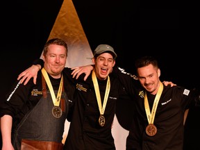 2019 Canadian Culinary Championships winners (left to right): Silver Medalist, Christopher Hill from Saskatoon; Gold Medalist, Yannick LaSalle from Ottawa-Gatineau; and Bronze Medalist, Dave Bohati from Calgary. Ottawa-Gatineau is the only city with three championship titles, with Marc Lepine of Atelier being a two-time winner along with Yannick LaSalle being the 2019 champion.