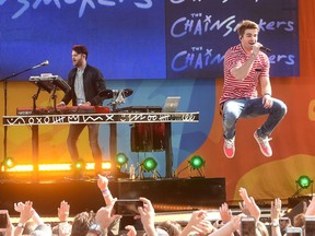 Alex Pall and Andrew Taggart of The Chainsmokers perform on ABC's "Good Morning America" at SummerStage at Rumsey Playfield, Central Park on June 9, 2017 in New York City.