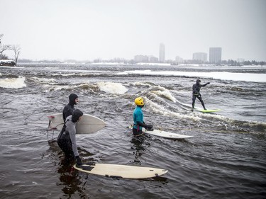 Experienced surfers donned their wetsuits for a day of fun surfing the Ottawa River.