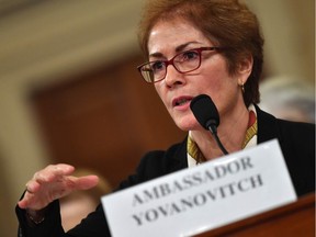 Former US Ambassador to the Ukraine Marie Yovanovitch testifies before the House Permanent Select Committee on Intelligence as part of the impeachment inquiry into US President Donald Trump, on Capitol Hill on November 15, 2019 in Washington DC.