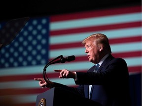 (FILES) In this file photo taken on January 3, 2020. US President Donald Trump speaks during a 'Evangelicals for Trump' campaign event held at the King Jesus International Ministry in Miami, Florida.