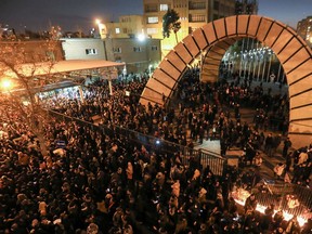 Iranians students demonstrate following a tribute for the victims of Ukraine International Airlines Boeing 737 in front of the Amirkabir University in the capital Tehran, on Saturday.
Iranian police dispersed students chanting "radical" slogans.