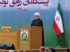 A handout picture provided by the official website of the Iranian Presidency on January 14, 2020 shows President Hassan Rouhani speaking during a meeting with farmers in Tehran. - Rouhani said that everyone responsible for the accidental shooting down of a Ukrainian airliner last week must be punished.