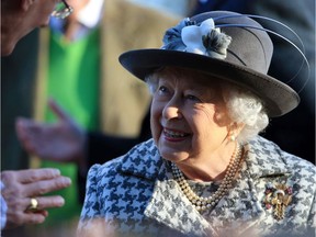 Queen Elizabeth II leaves after attending a church service at St Mary the Virgin Church in Hillington, Norfolk, on Jan. 19, 2020.