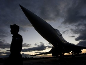 Two long-range Russian bombers buzzed Canadian airspace this morning, only days after a senior military officer warned that North America's early-warning system is outdated. Russia's strategic bomber Tu-160 or White Swan, the largest supersonic bomber in the world, seen at Engels Air Base near Saratov, about 700 kilometers southeast of Moscow, Thursday, Aug. 7, 2008.