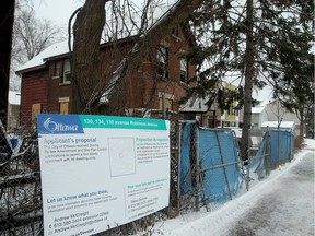 View of the one of the lots of formerly three small homes, slated for a five-storey building on Robinson Avenue.