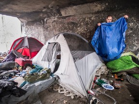 A homeless camp underneath the bridges over Rosedale Valley Road in Toronto, Tuesday January 7, 2020.