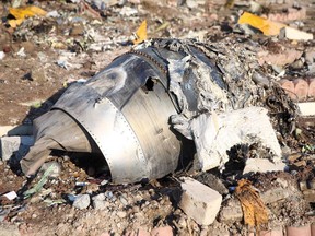 Debris of a plane belonging to Ukraine International Airlines, that crashed after taking off from Iran's Imam Khomeini airport, is seen on the outskirts of Tehran, Iran January 8, 2020.