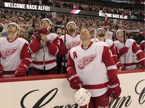 Ex-Ottawa Senator Daniel Alfredsson soaks it all in during his return to Canadian Tire Centre with the Detriot Red Wings on Sunday, Dec 1, 2013.