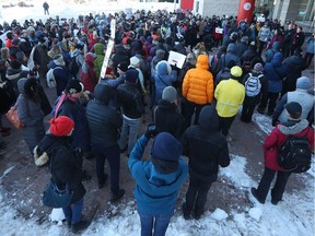 Coun. Catherine McKenney along with hundreds of supporters gathered at city hall in Ottawa Wednesday Jan 29, 2020.