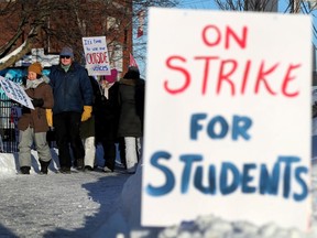 Teachers walked out on strike and were picketing at Churchill Alternative School in Ottawa Monday Jan 20, 2020.