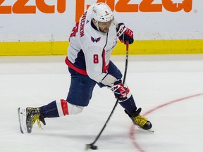 Washington Capitals Alex Ovechkin fires a shot against the Ottawa Senators during NHL action at the Canadian Tire Centre in Ottawa on Friday January 31, 2020.
