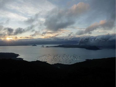 The errupting Taal Volcano is seen at sunrise in Tagaytay City, Philippines, January 14, 2020.