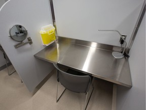 Harm-reduction station where addicts are able to inject their drugs.