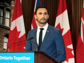 Ontario Education Minister Stephen Lecce announces a teachers' strike compensation fund for parents on Jan.15, 2020.