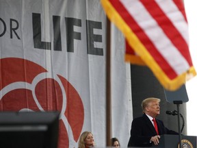 U.S. President Donald Trump addresses thousands of anti-abortion activists at the 47th annual March for Life in Washington, U.S., January 24, 2020.