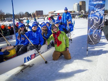 The Ottawa Ice Dragon Boat Festival was held Saturday, February 8, 2020, along the Rideau Canal at Dow's Lake. The sold-out 2nd IIDBF World Ice Dragon Boat Festival had competitors from all around the world, including; China, England, India, Iran, Ireland, Japan, New Zealand, United States and Canada. Warren Creates, festival and foundation chair and founder, poses for a photo with one of the teams about to compete.