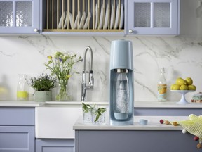 Add a punch of your favourite colour to the kitchen while being a little friendlier to the environment. Just one sparkling water maker bottle can reduce up to 2,000 single-use bottles in a year. FIZZI Ice Blue, $120, SodaStream.ca