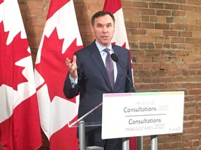 Finance Minister Bill Morneau speaks following federal budget consultations with the Business Council of Alberta in January.