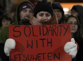 In this file photo, demonstrators rally in support of the Wet’suwet’en First Nation in early 2019.