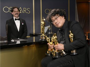 Writer-director Bong Joon-ho, winner of the Best Picture, Director, Original Screenplay, and International Feature Film awards for "Parasite,"  attends the 92nd Annual Academy Awards Governors Ball at Hollywood and Highland on February 09, 2020 in Hollywood, California.