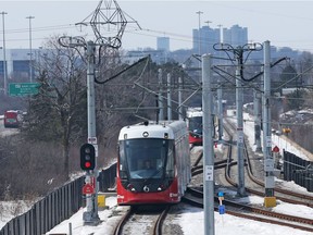 A light-rail train at Blair Station. There were problems again on the weekend.