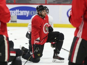 Bobby Ryan of the Ottawa Senators returned to the ice at Canadian Tire Centre, February 21, 2020.