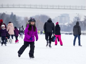 Skaters on an open portion of the Rideau Canal Skateway during the first weekend of Winterlude.