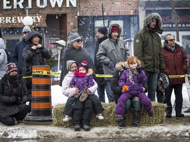 Spectators lined York Street to take in the bed race fun on Saturday.
