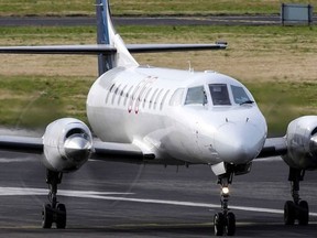 Police report two people sustained minor injuries when a Fairchild Swearingen Metroliner, similar to the one pictured, crashed on take-off from Dryden Regional Airport on Monday, Feb. 24. File Photo