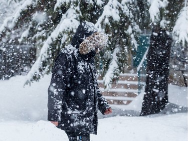 A man walks through a heavy snowfall in Ottawa. February 27, 2020. Errol McGihon/Postmedia