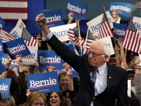 Democratic presidential hopeful Vermont Senator Bernie Sanders arrives to speak at a Primary Night event at the SNHU Field House in Manchester, New Hampshire on February 11, 2020.