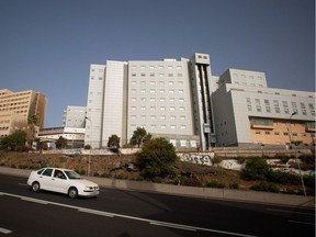 Picture shows a general view of Nuestra Senora de Candelaria University Hospital on February 25, 2020 in Santa Cruz de Tenerife, where an Italian national has been isolated after testing positive in novel coronavirus, COVID-19. - Tourists staying in a four-star hotel on the Spanish island of Tenerife, in the Canary archipielago, were confined to their rooms.