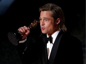 Brad Pitt accepts the Oscar for Best Supporting Actor for "Once Upon a Time in Hollywood" at the 92nd Academy Awards in Hollywood, Los Angeles, California on Sunday.