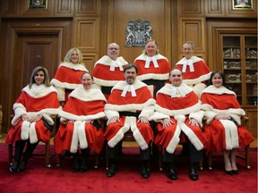 Canada's Supreme Court Justices in their ceremonial robes in Ottawa Nov. 4, 2019.