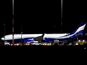 An Airbus A330-300 plane en route to Canadian Forces Base Trenton, carrying Canadians evacuated from China due to the outbreak of novel coronavirus, arrives to refuel at Vancouver International Airport in Richmond, British Columbia, Canada February 6, 2020.